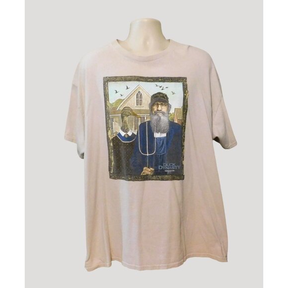 Duck Dynasty Uncle Si Graphic Tee Shirt 2XL Beige American Gothic Parody A&E - Picture 1 of 7
